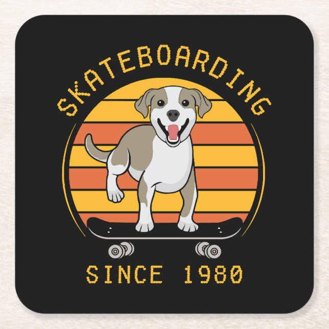 Skateboarding Since 1980 Square Paper Coaster (Front)