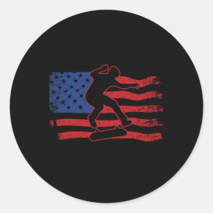 Skateboarding Skate Skateboard Usa Flag Classic Round Sticker