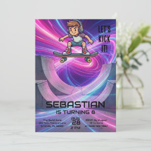 Skateboarding   Skater Birthday Party Invitation