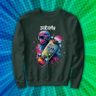 Skateboarding Skater Happy Birthday Monogram Gr Sweatshirt