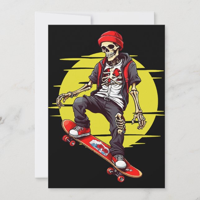 Skateboarding Skeleton Invitation (Front)