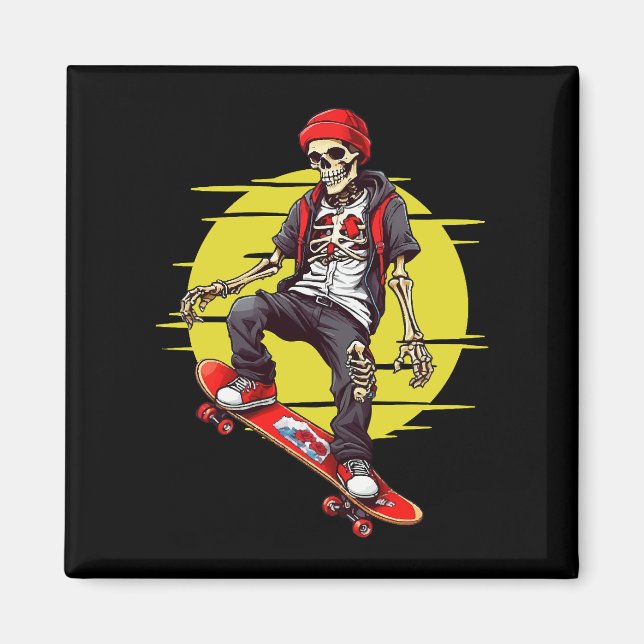 Skateboarding Skeleton Magnet (Front)
