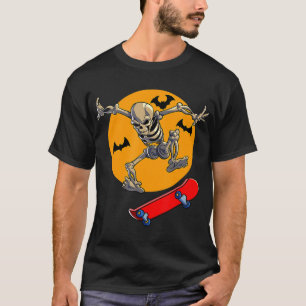 Skateboarding Skeleton Men Boys Skater Skateboard T-Shirt