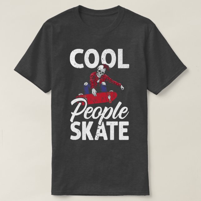 Skateboarding Skeleton Mohawk Spooky  T-Shirt (Design Front)