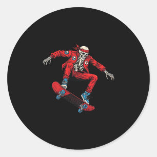 Skateboarding Skeleton Riding Skateboard Skater Lo Classic Round Sticker