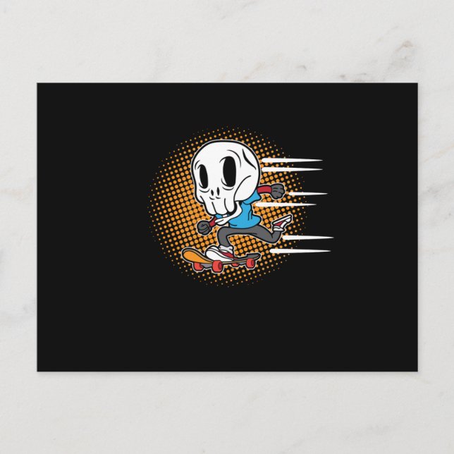 Skateboarding Skeleton Skateboarder Skateboard Invitation Postcard (Front)