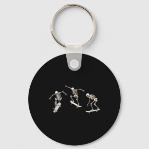 Skateboarding Skeleton Skater Bones Tricks Keychain