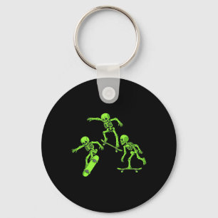 Skateboarding Skeletons Halloween Skater Boys Kids Keychain
