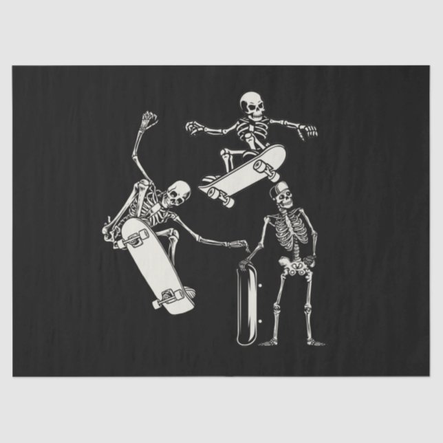Skateboarding Skeletons Skeleton Skater Halloween Tissue Paper (Front)