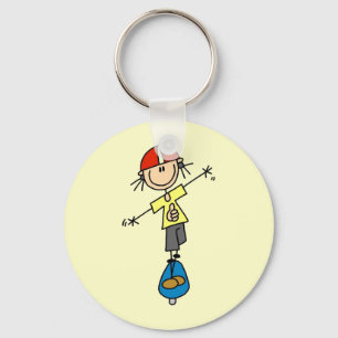 Skateboarding Stick Figure Keychain