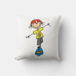Skateboarding Stick Figure Throw Pillow