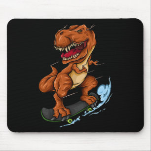Skateboarding T-rex - Cute Trex Dinosaur Skateboar Mouse Pad