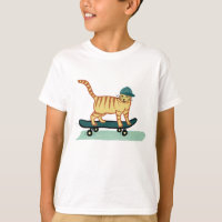 Skateboarding Tabby Cat Cute