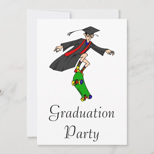 Skateboarding to graduation invitation (Front)