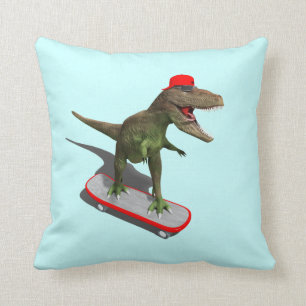 Skateboarding TRex Throw Pillow