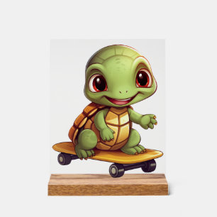 Skateboarding Turtle, Athletic Animal Design Acrylic Sign