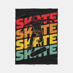 Skateboarding Vintage Gift Idea For Skater Retro Fleece Blanket