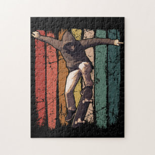 Skateboarding - Vintage Retro Skateboarder Jigsaw Puzzle