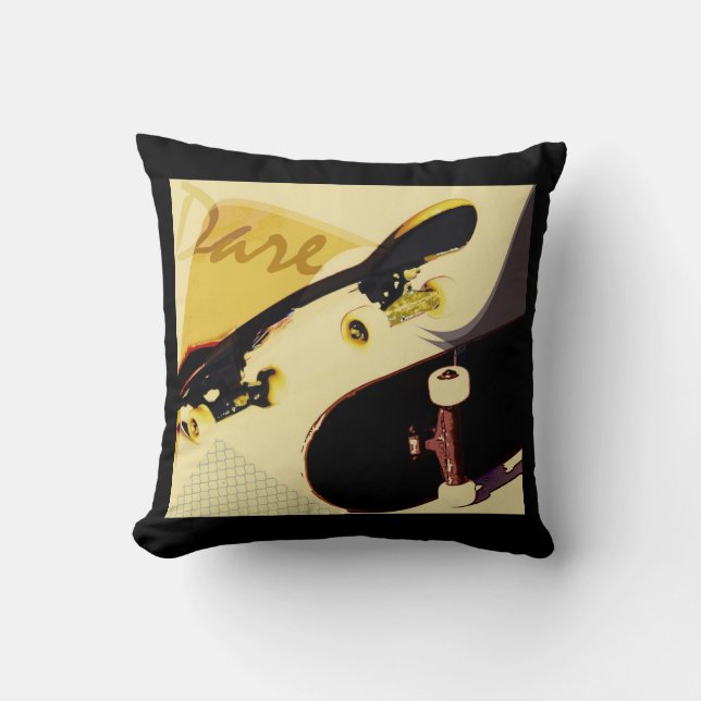 skateboarding - vintage style throw pillow (Front)
