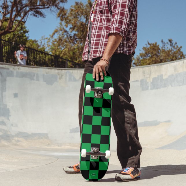 Skateboards Black and Green Chequered HAMbWG  (Outdoor 2)