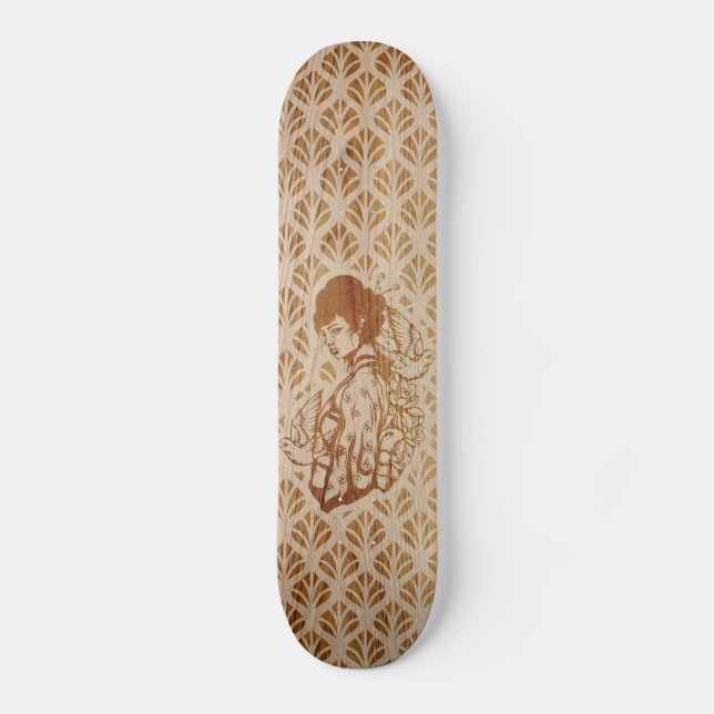 Skateboards Geisha japonaise gravure sur bois (Front)