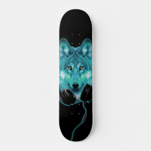 Skateboards+Wolf+Animal+Watercolor+green+blue+mode Skateboard