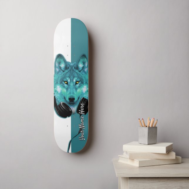 Skateboards+Wolf+Custom name+template+personalized Skateboard (Wall Art)