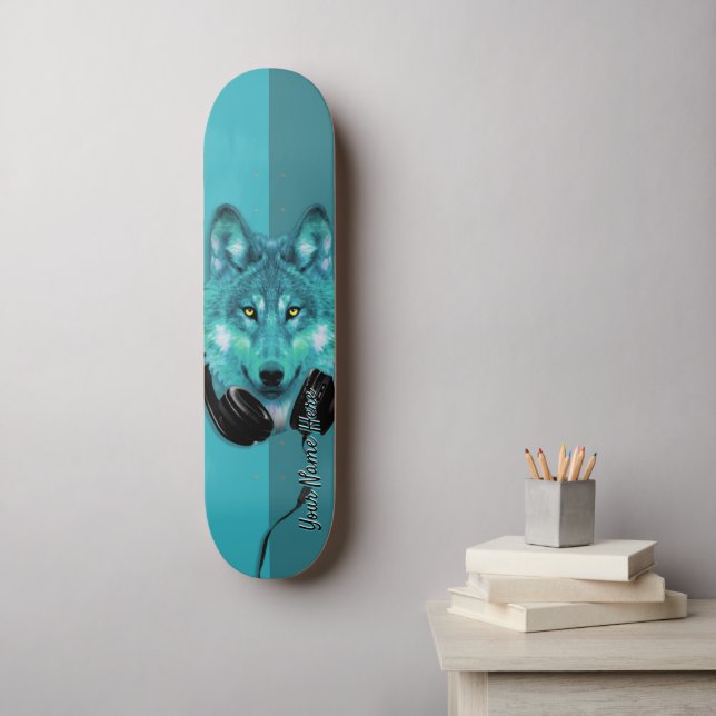 Skateboards+Wolf+Custom name+template+personalized Skateboard (Wall Art)
