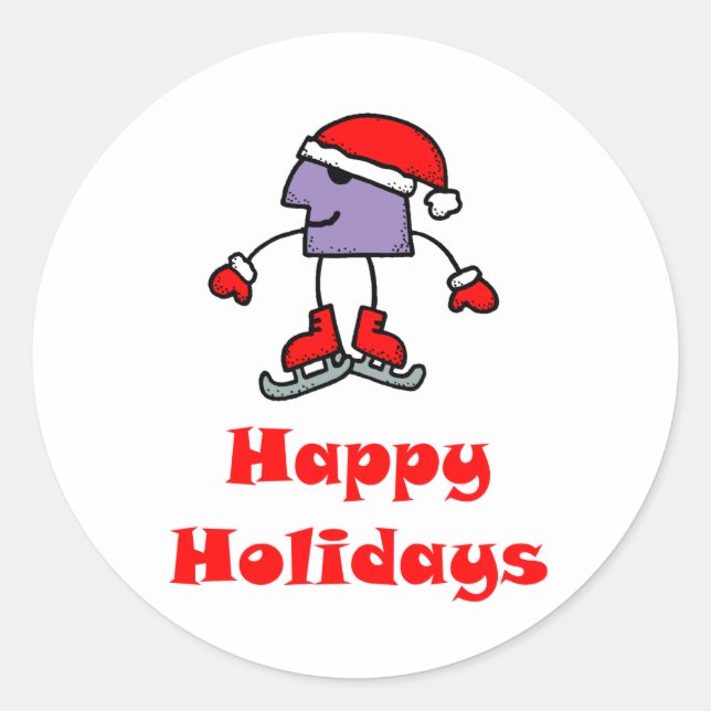 SkateChick Happy Holidays Classic Round Sticker (Front)