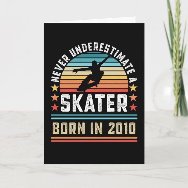 Skater born 2010 10th Birthday Skateboarding Gift Card (Front)
