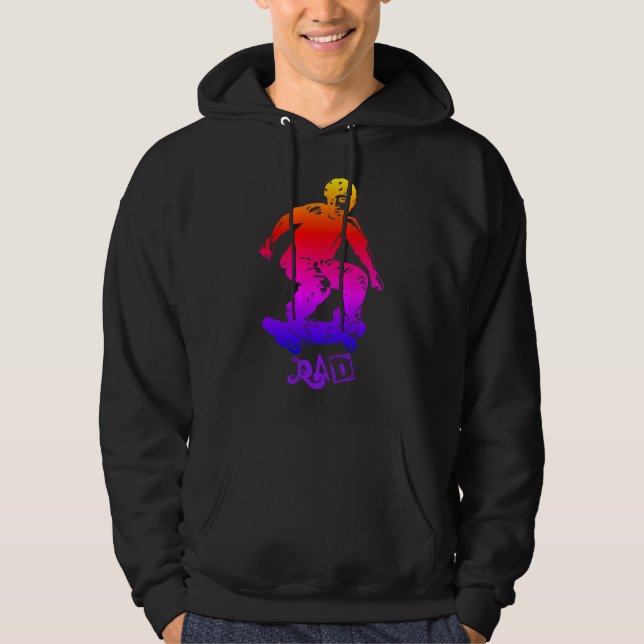 Skater Boy Rad Rainbow Skateboarder Hoodie (Front)