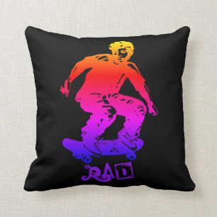 Skater Boy Rad Rainbow Skateboarder Throw Pillow