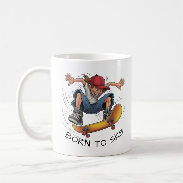 Skater Boy Skateboarding Coffee Mug (Left)