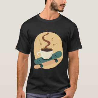Skater Brew | Radical Coffee Cup on Skateboard T-Shirt