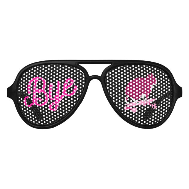Skater Cat With Pink Text Cool Aviator Sunglasses (Front)