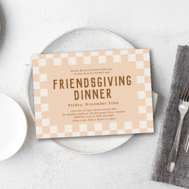 Skater Chequerboard Friendsgiving Dinner Invitation (Creator Uploaded)