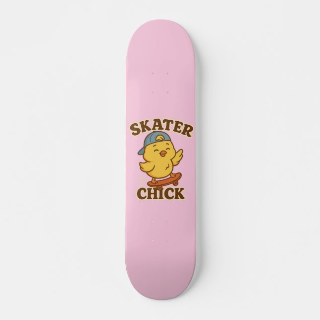 Skater Chick – Cute Street Style Tee Skateboard (Front)