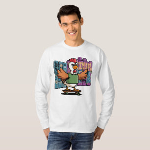Skater Chicken - Cool Retro Pixel Art T-Shirt