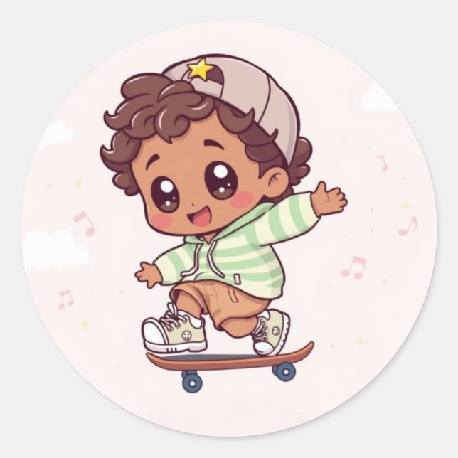 Skater Classic Round Sticker (Front)