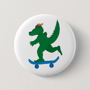 Skater Crocodile 2 Inch Round Button