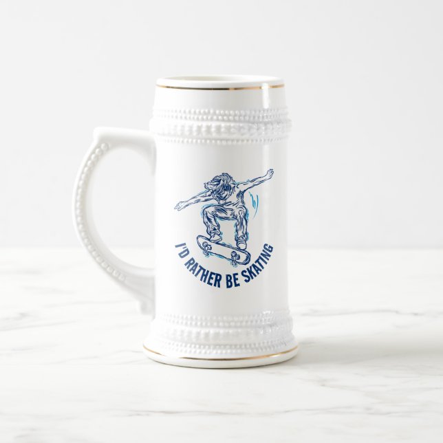 Skater Doing Mid-Air, Rather Be Skating Beer Stein (Left)