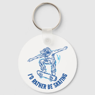 Skater Doing Mid-Air, Rather Be Skating Keychain