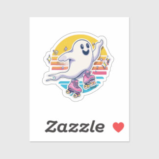 Skater Ghost Sticker – Cute Ghost on Roller Skate