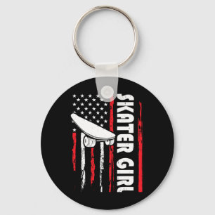 Skater Girl Funny Skating Skateboarding Dude Vinta Keychain