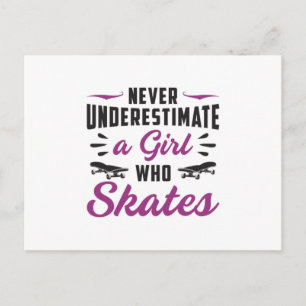 Skater Girl Girls Skating Skateboard Funny Gift Postcard