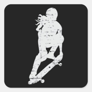 Skater Girl Skateboard Sk8 Skating Skate Gift Idea Square Sticker