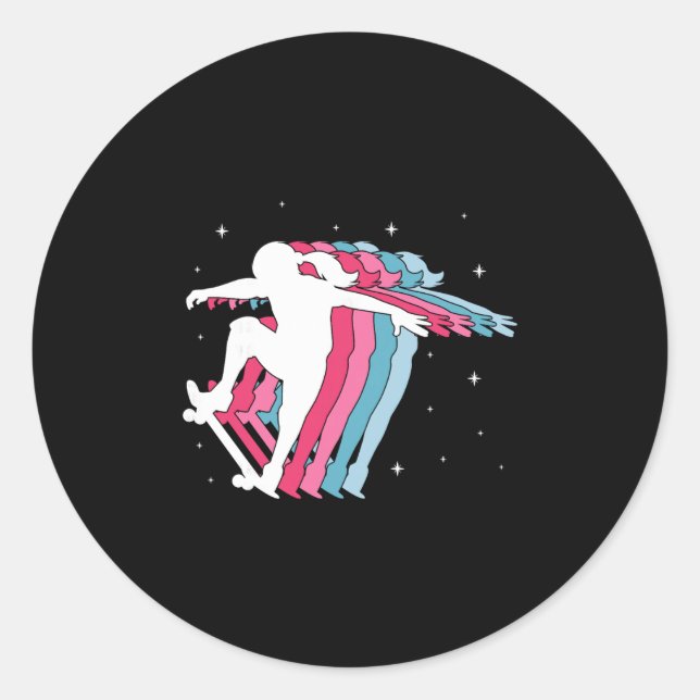 Skater Girl Skateboarder Skateboarding Girls Gift  Classic Round Sticker (Front)