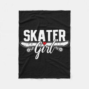 Skater Girl Skateboarding Skateboarder Skateboard  Fleece Blanket