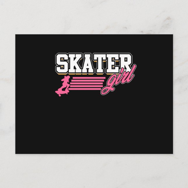 Skater Girl Skateboarding Skateboarder Skateboard Invitation Postcard (Front)