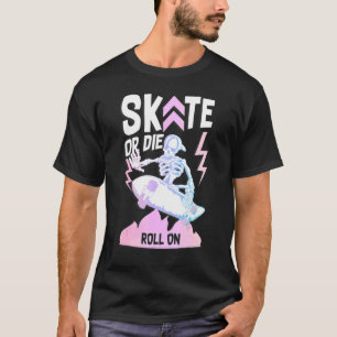 skater girl skateboarding skeleton for teen girls T-Shirt
